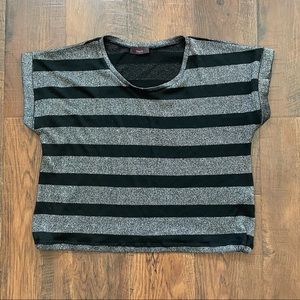 MARK. silver metallic and black striped boxy top, size XL